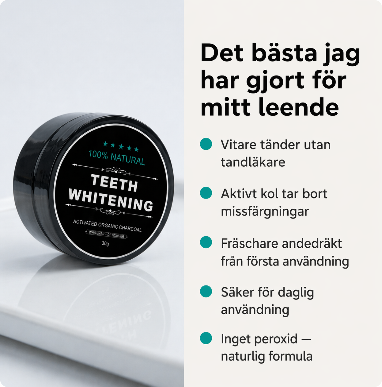 Naturligt tandblekningspuder